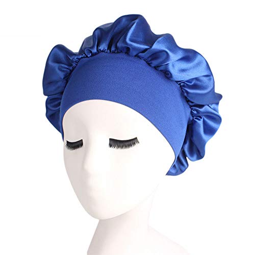 2Stück Blau Frauen Schlafmütze für Frauen Mädchen weiche reine Satin Seide Nacht Schlaf Hut Haarpflege Schals Bonnet für lockiges Haar Schutz von SEIWEI