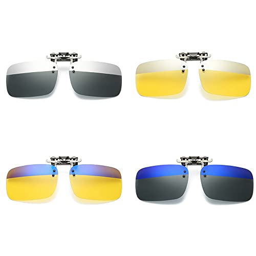 4 Farben (4 Stück), Polarisierte Clip-On-Sonnenbrille für Männer und Frauen, blendfreie Flip-Up-Gläser für Autofahren, Outdoor-Sport und Angeln von SEIWEI