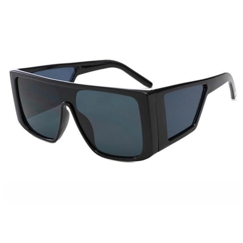SEIWEI 1 Stück Großrandige Quadratische Sonnenbrille, Mode flachen Top Big Frame Übergroße Sonnenbrille für Frauen Männer (Schwarzer Rahmen Schwarzgraue Linse) von SEIWEI