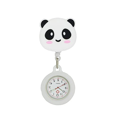SEIWEI Tragbare Krankenschwester Uhr mit Clip am Revers, Krankenschwester, Hängende Quarz Revers Uhr Brosche Taschenuhr für Krankenschwester, Panda von SEIWEI
