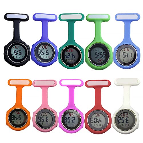 Taschenuhr für Krankenschwestern, für Damen Herren Multifunktion, Infektionskontrolle Design, Silikon Taschenkarabiner Uhr mit Pin Clip On Krankenschwester Arzt Sanitäter Uhr, Schwarz von SEIWEI