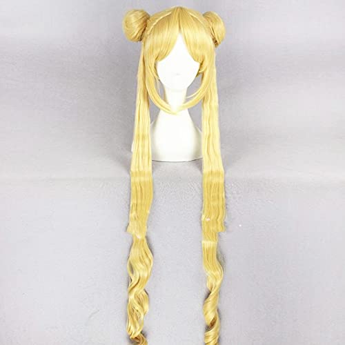 2022 Cos Wig Sailor Moon Tsukino Usagi Cosplay Perücken 90cm Lange Perücken Blonde Hitzebeständige Kunsthaar Perucas Cosplay Perücke + Perückenschutz von SEIZIS