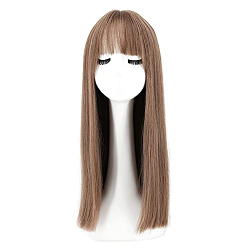 Cosplay Wig Anime Cosplay Perücke, für Halloween, Party, Karneval, Nachtleben, Konzerte, rundes natürliches Gesicht mit realistischen Fransen, Braun, Gold, Schwarz, Champagnerfarbe (Farbe: von SEIZIS