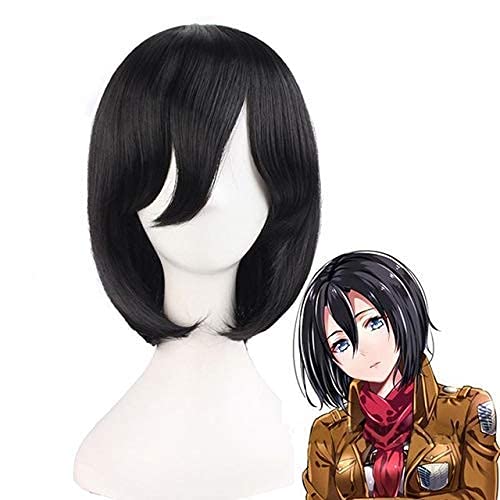 Cosplay Wig SHINGINKI Kein Kyojin-Angriff auf Titan Wigs Mikasa Levi Sasha Kostüm Cosplay Eren Schwarz Gelb und Braun Kurze Haare 4 (Color : 4) (Color : 1) von SEIZIS