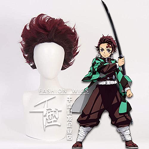 Cosplay Wigs Anime Cosplay Perücke Hohe Temperatur Beständig Dämon Slayer Kamado Tanjirou Gradient Anti-Warping Geeignet für Halloween Party Karneval Nightlife Konzert Hochzeit Rollenspiel For Party von SEIZIS