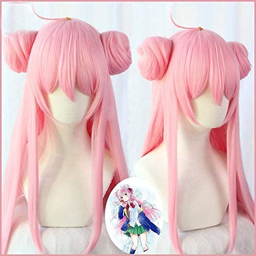 Cosplay Wigs Happy Sugar Life Matsuzaka Satou Cosplay Perücken 80cm Lange Gerade Hitzebeständige Synthetische Haar für Damen Mädchen Anime Perücke Rosa For Party von SEIZIS