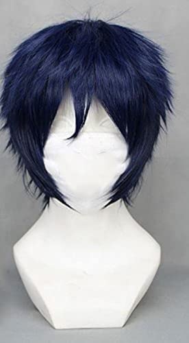 SEIZIS 2022 Cos Wig Perücke Cosplay Anime Ao No Blue Exorcist Okumura Rin Synthetische Hitzebeständige Perücken Blau Kurz + Perückenkappe von SEIZIS