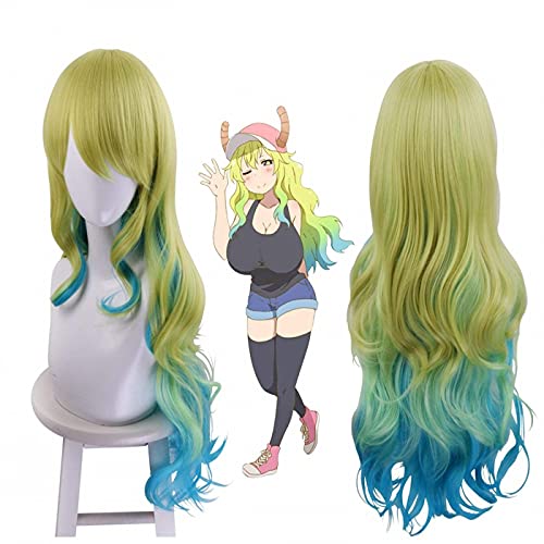 SEIZIS Cosplay Wig Miss Kobayashi' s Dragay Maid Cosplay Lucoa Tricolor Gradient Long Burly Wig von SEIZIS