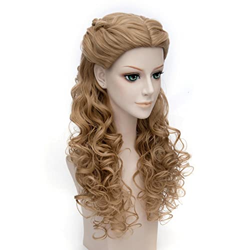 SEIZIS Wig Anime Cosplay Anime 65cm Blonde Mischung gewelltes langes Mittelteil gestylt Kunsthaar Cosplay volle Perücken for Frauen Prinzessin Cinderella Perücke von SEIZIS