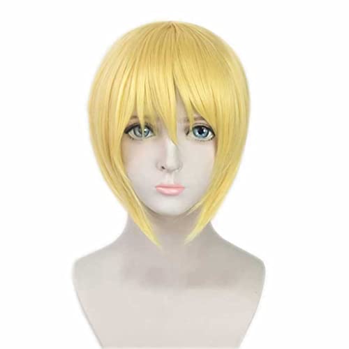 SEIZIS Wig Anime Cosplay Anime-Perücke Fire Force Cosplay Iris-Perücke, Kurze Blonde Perücke, Kostüm-Halloween-Perücke, for Halloween, Kostümparty, Anime-Show, Cosplay-Event, Konzerte von Uearlid
