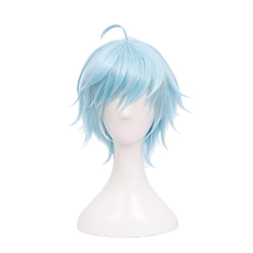 SEIZIS Wig Anime Cosplay Anime-Rollenspiel for Chongyun Genshin Impact hellblaue Kurze hitzebeständige Kunsthaar-Anime-Cosplay-Perücke von SEIZIS