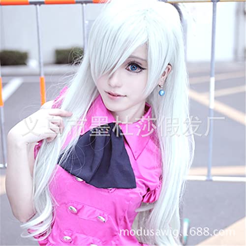 SEIZIS Wig Anime Cosplay Cosplay-Anführer glattes Haar Sieben Krimi-Animationsspiel schräger weißer Hochtemperatur-Seidenkopf von SEIZIS