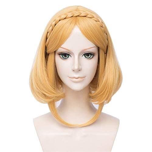 SEIZIS Wig Anime Cosplay Die Legende von Zelda: Atem der Wilden Prinzessin Zelda Kurze Perücke Cosplay Kostüm Hitzebeständige synthetische Zopfhaar Frauen Perücken von SEIZIS