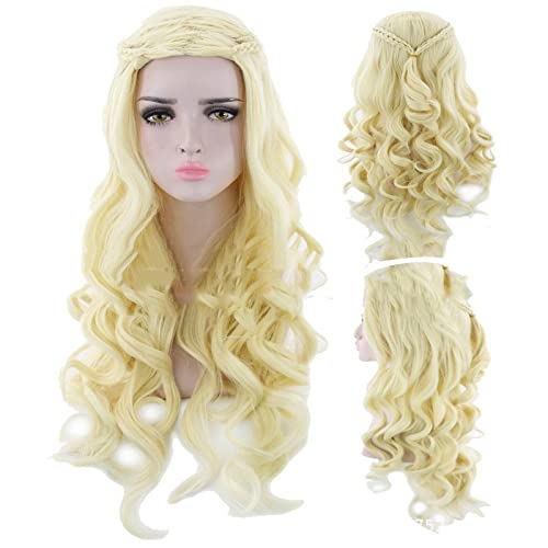 SEIZIS Wig Anime Cosplay EIS- und Feuerlied-Machtspiel Daniel seidenmatt 72cm gestrickter silberner Fleck langes lockiges Haar gefälschte Frau von SEIZIS