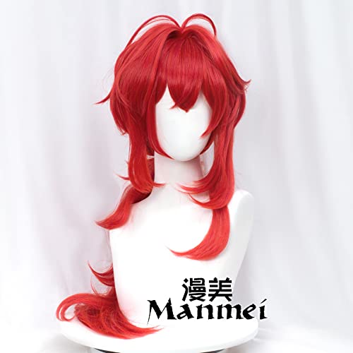 SEIZIS Wig Anime Cosplay Genshin Impact Cos Perücke God Di Luke Dawn Winery's edler Sohn flammende geschichtete mikrovolumige Flauschige Perücke von SEIZIS