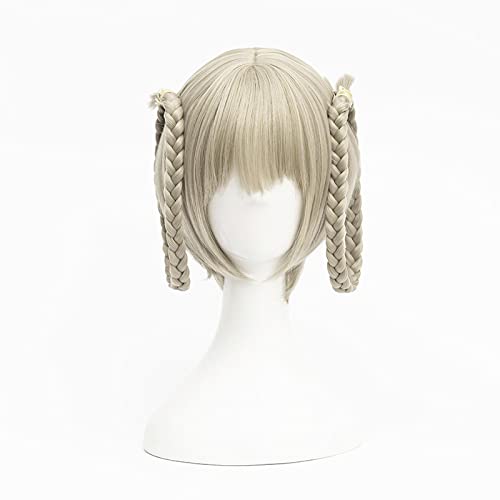 SEIZIS Wig Anime Cosplay Rollenspiel for Anime Kakegurui Kirari Momobami 35 cm Kurze Perücken Grau Zöpfe Stil Clip auf Cosplay Perücke von SEIZIS
