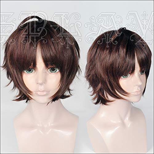 SEIZIS Wig Anime Cosplay Stray Dogs Oda Sakunosuke Cos Perücke Dunkelbraun Rot Cent von SEIZIS
