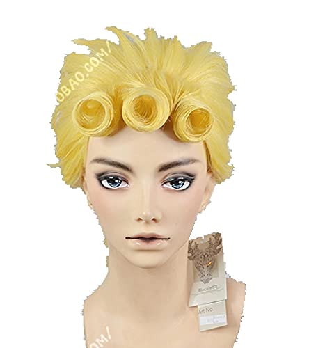 WHBHD Anime JoJo's Bizarre Adventure Giorno Giovanna Gelb Golden Wind Styled Perücke Hitzebeständige Haar Perucas Cosplay Perücken + Perücke Kappe von SEIZIS