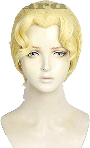 WHBHD Ankunft JoJo's Bizarre Adventure Golden Wind Cosplay Kira Yoshikage Goldene Stilweiser Hitzebeständige Cosplay Haarperücke + Perücke Kappe von SEIZIS