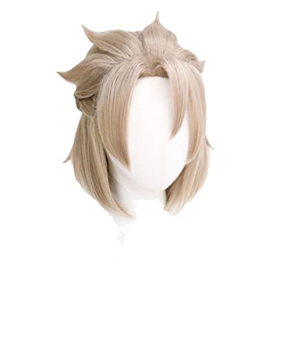 WHBHD Game Genshin Auswirkungen Albedo Cosplay Perücken Hellbraun Cosplay Perücke Kurze Zöpfe Hitzebeständige synthetische Haare Halloween + Perücke Kappe von SEIZIS