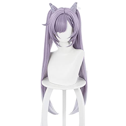 WHBHD Game Genshin Wirkung Keqing Cosplay Perücke Hitzebeständige Synthetische Haarkarneval Halloween Party Requisiten von SEIZIS
