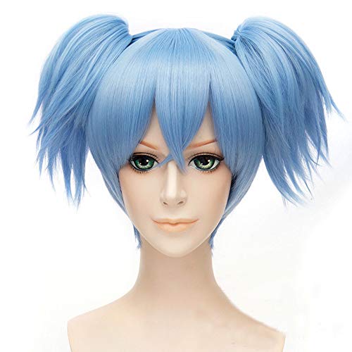 WHBHD Game Sally Gesicht Sally Short Blue mit Clips Pferdeschwanz Mixed Hitzebeständige Haare Sallyface Cosplay Kostüm Haar Perücke von SEIZIS