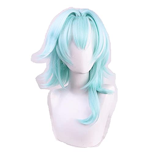 WHBHD Genshin Wirkung EULA-Cosplay Perücke Spiel Genshin-Aufprall Cosplay Blau Mischweißweiß Hitzebeständige Synthetische Haarperücken + Perücke Kappe von SEIZIS