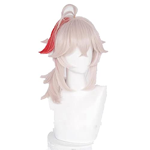 WHBHD Genshin Wirkung Kazuha Cosplay 36cm Pferdeschwanz Blasses Blondine Mischte Rot Synthetische Haar Hitzebeständige synthetische Perücken Halloween von SEIZIS