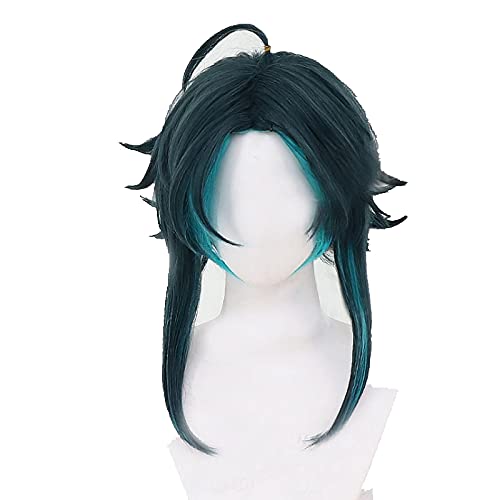 WHBHD Genshin Wirkung Xiao Guardian Yasha Cosplay Männer Grün Gemischte Perücke Cosplay Anime Hitzebeständige synthetische Perücken Halloween von SEIZIS