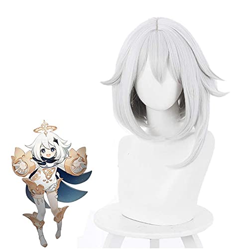 WHBHD Kosnatten Paimon Perücke mit Haarnadel Anime Genshin Wirkung Cosplay Party Perücke Kostüm Zubehör von SEIZIS