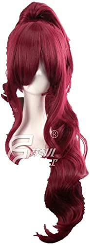WHBHD Prinzessin Megara Cosplay Perücke Meg-Lange Rotwein-synthetische Haarperücken for Erwachsene + Perücke-Kappe von SEIZIS