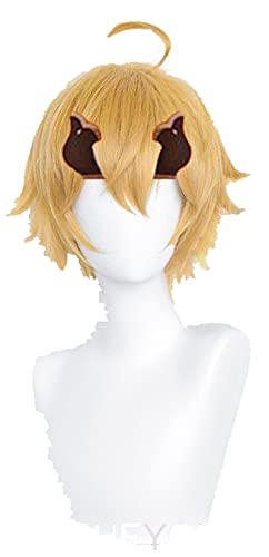 WHBHD Tohma Cosplay Perücke Spiel Genshin Wirkung THMA Gold Ponytail Hitzebeständige Synthetische Haare Halloween Party Rollenspielperücken + Perücke Kappe von SEIZIS