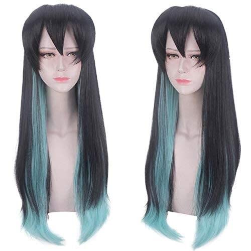 Wig Anime Cosplay 8 Styles Demon Slayer Cosplay Perücke Nezuko Kamado Tokitou Muichirou Perückenhaar Kimetsu no Yaiba Giyuu Tsuyuri Kanawo Cosplay Perücken Einheitsperücke Nr. 596 (Color : Wig No.579 von SEIZIS