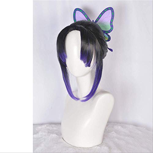 Wig Anime Cosplay Anime Demon Slayer Kimetsu no Yaiba Kochou Shinobu Kochou Kanae Tsuyuri Kanawo Cosplay Wig Headwear Cos Props Accessories Wig and Butterfly von SEIZIS