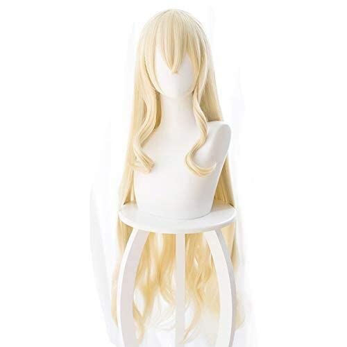 Wig Anime Cosplay Anime Goblin Slayer Priestess Cosplay Wig Light Gold Long Straight Hair Hairpieces Perücke lang 100cm von SEIZIS