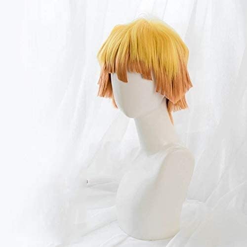 Wig Anime Cosplay Anime Nezuko Tanjirou Kamado Wigs Demon Slayer Kimetsu no Yaiba Cosplay Wigs Zenitsu Agatsuma Golden Short Hair One Size Agatsuma Zenitsu (Color : Agatsuma Zenitsu, Size : One Size von SEIZIS