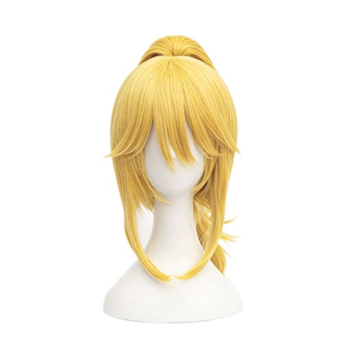 Wig Anime Cosplay Anime-Perücke Prinzessin Bowsette-Perücke, mit Pferdeschwanz, kurzer blonder Perücke, Kostüm-Halloween-Perücke, for Halloween, Kostümparty, Anime-Show, Cosplay-Event, Konzerte von SEIZIS