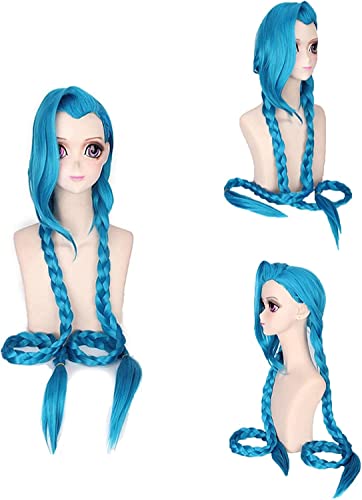 Wig Anime Cosplay Arcane Jinx Cosplay Wigs Game Arcane Jinx Cosplay Blue Heat Resistant Synthetic Hair Jinx Juvenile and Junior Woman Hair Wig OneSize onlywigB (Size : Onlywig382) von SEIZIS