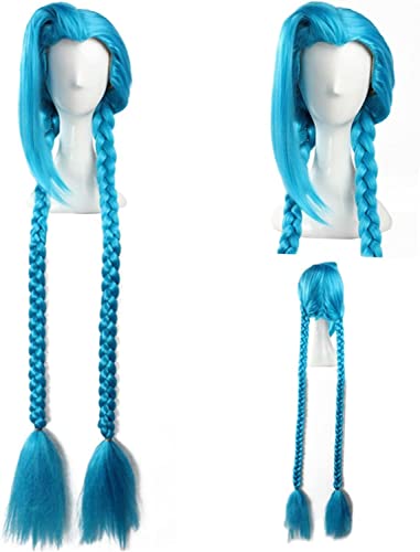 Wig Anime Cosplay Arcane Jinx Cosplay Wigs Game Arcane Jinx Cosplay Blue Heat Resistant Synthetic Hair Jinx Juvenile and Junior Woman Hair Wig OneSize onlywigB (Size : OnlywigB) von SEIZIS