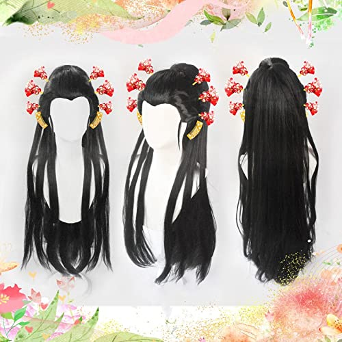 Wig Anime Cosplay Demon Slayer Kimetsu No Yaiba Daki Schwarzes langes gerades Cosplay Hitzebeständiges Kunsthaar Halloween Karneval + Gratis Perückenkappe von SEIZIS