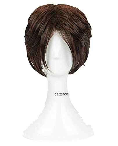 Wig Anime Cosplay Final Fantasy FF8 Squall Leonhart Cosplay Perücke kurz braun hitzebeständig Kunsthaarperücke + Perückenkappe von SEIZIS