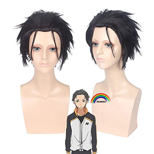Wig Anime Cosplay Natsuki Subaru Schwarze Perücke Rintarou Okabe Perücke Cosplay Steins Gate Cosplay Re:in a Different World from Zero Cosplay for Erwachsene von SEIZIS