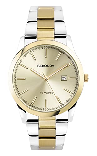 Sekonda Colour Pop Herren-Armbanduhr mit analoger Datumsanzeige, 44 mm, Edelstahlarmband 1997 von SEKONDA