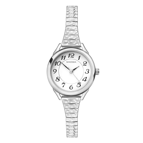 Sekonda Damen Quarzwerk Armbanduhr, 25.00mm Gehäusegröße mit weiß analog Zifferblatt und Silber Metall Armband 2638 Sekonda Damen Quarzwerk Armbanduhr, 25.00mm Gehäusegröße mit weiß analog Zifferblatt und Silber Metall Armband 2638 von SEKONDA