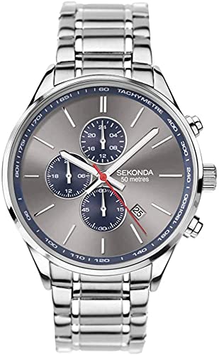 Sekonda Herren-Armbanduhr 1712, Chronograph-Zifferblatt, Grau, grau, Armband von SEKONDA