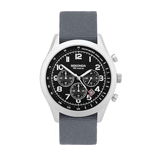 Sekonda 30065 Herren-Armbanduhr im Militärstil, Chronograph, Grau, grau, Gurt von SEKONDA