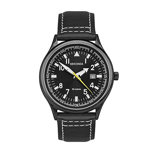 Sekonda Herren Datum klassisch Quarz Uhr mit Leder Armband 1557.27 von SEKONDA