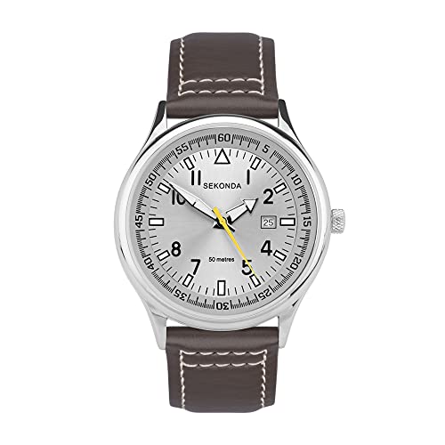 Sekonda Herren Datum klassisch Quarz Uhr mit Leder Armband 1558.27 von SEKONDA