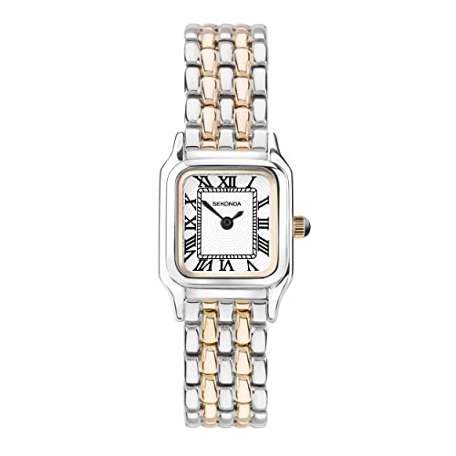 Sekonda Monica 40555 Damen-Armbanduhr, 20 mm, Quarz, Analog-Anzeige, zweifarbiges Armband aus Legierung, Weiß von SEKONDA