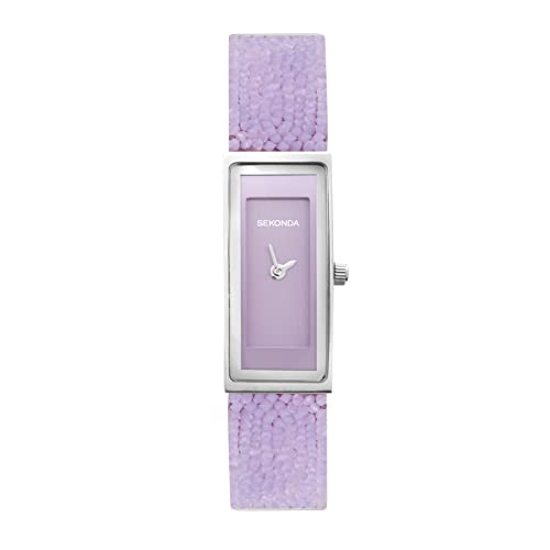 Sekonda Sparkle Damen-Armbanduhr, 16 mm, Quarz, Lila mit analoger Anzeige, Lederarmband, 40375. von SEKONDA